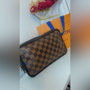 Louis Vuitton Damier Ebene Trousse Toilette Zip Pouch / Cosmetic Case